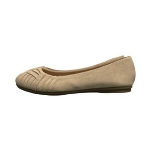 American Eagle Women's Bree Pleated Ballet Flat Shoes 7 Tan